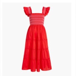 Hill House Home Ellie Dress XS Poppy Red pink smocking NWOT